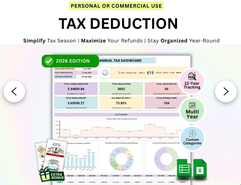 Tax Deduction Tracker: Tax Tracker Google Sheets & Tax Tracker Excel, Tax Cheat Sheet, Nurse Deduction Cheat Sheet