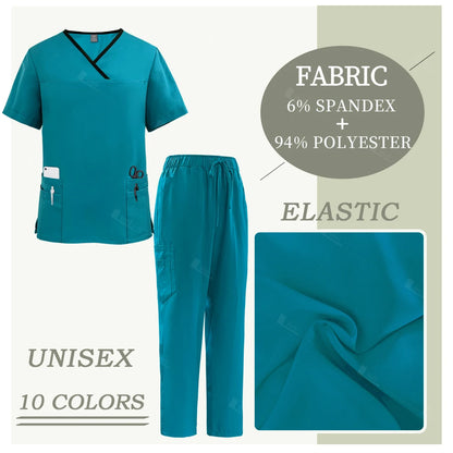 Surgical Uniforms Lab Workwear Clothes Nurse Scrubs Set Men Nurse Accessories Medical Uniform Surgical Dental Clinical Top Pants