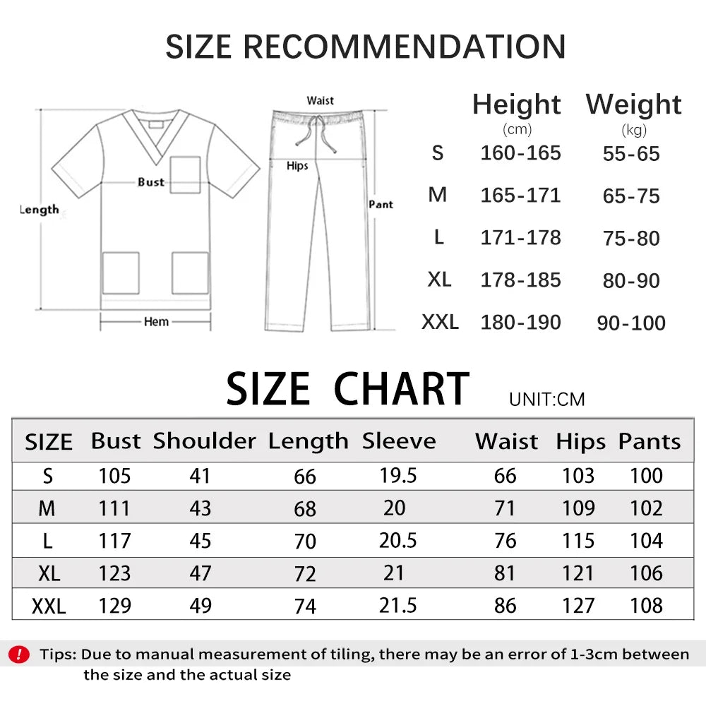 Surgical Uniforms Lab Workwear Clothes Nurse Scrubs Set Men Nurse Accessories Medical Uniform Surgical Dental Clinical Top Pants