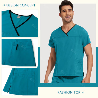 Surgical Uniforms Lab Workwear Clothes Nurse Scrubs Set Men Nurse Accessories Medical Uniform Surgical Dental Clinical Top Pants