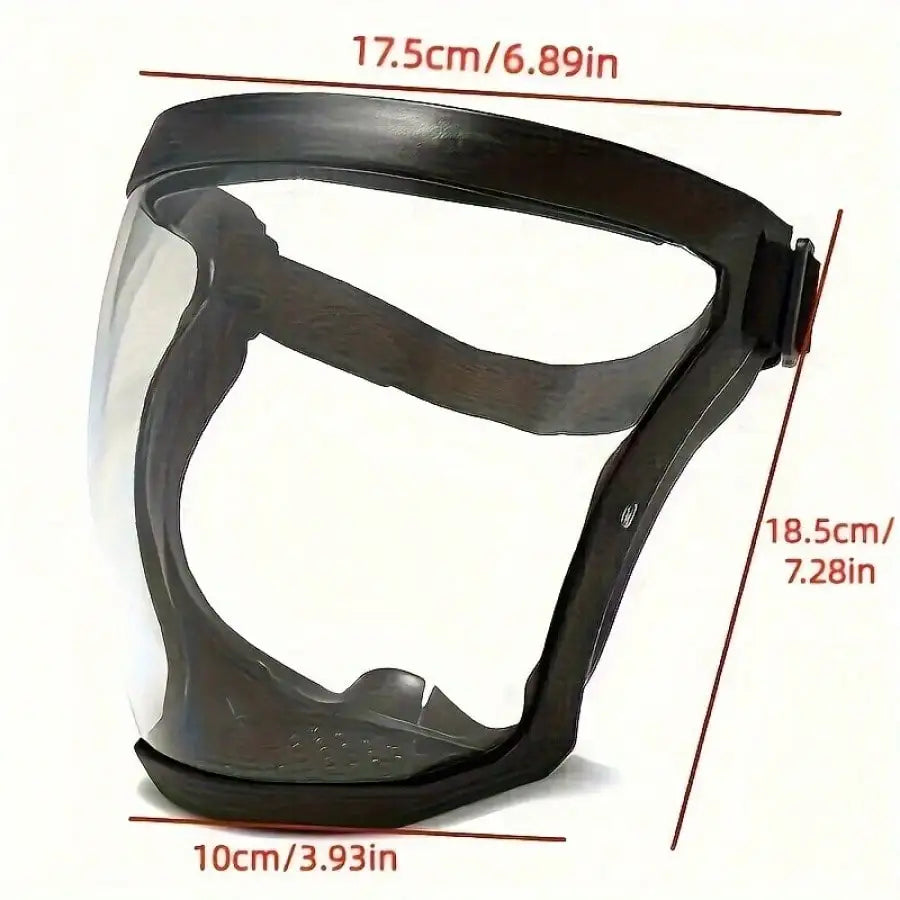 Adjustable durable plastic transparent face mask, suitable for work, kitchen, and outdoor use