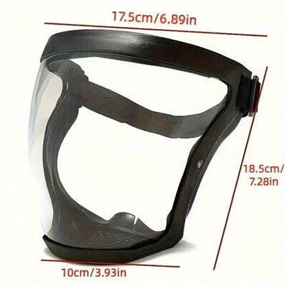 Adjustable durable plastic transparent face mask, suitable for work, kitchen, and outdoor use