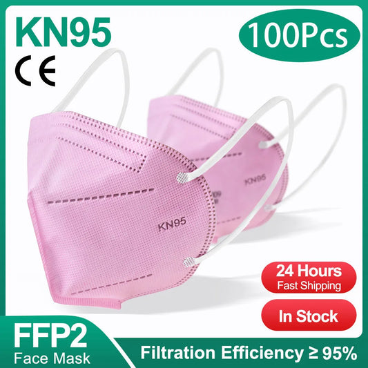 10-200pcs ffp2mask Black kn95 mascarillas negra Adults 5 Layers fpp2 approved kn95 CE Respirator Face Mask ffp2reutilizable ffp3