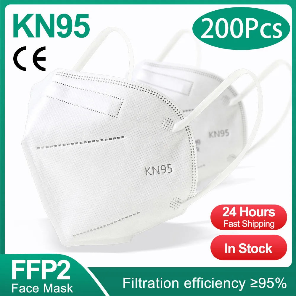 10-200pcs ffp2mask Black kn95 mascarillas negra Adults 5 Layers fpp2 approved kn95 CE Respirator Face Mask ffp2reutilizable ffp3