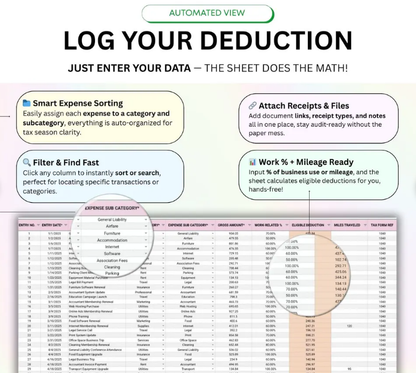 Tax Deduction Tracker: Tax Tracker Google Sheets & Tax Tracker Excel, Tax Cheat Sheet, Nurse Deduction Cheat Sheet