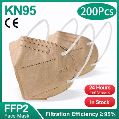 10-200pcs ffp2mask Black kn95 mascarillas negra Adults 5 Layers fpp2 approved kn95 CE Respirator Face Mask ffp2reutilizable ffp3