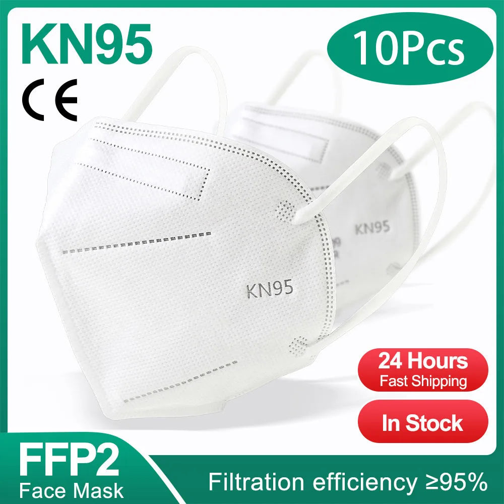 10-200pcs ffp2mask Black kn95 mascarillas negra Adults 5 Layers fpp2 approved kn95 CE Respirator Face Mask ffp2reutilizable ffp3